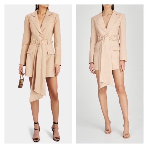 SIGNIFICANT OTHER Elora Beige Tie Waist Blazer Mini Dress Size 2 NWT - Picture 5 of 15